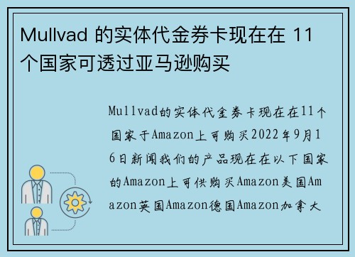 Mullvad 的实体代金券卡现在在 11 个国家可透过亚马逊购买 