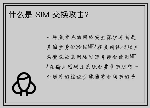什么是 SIM 交换攻击？ 
